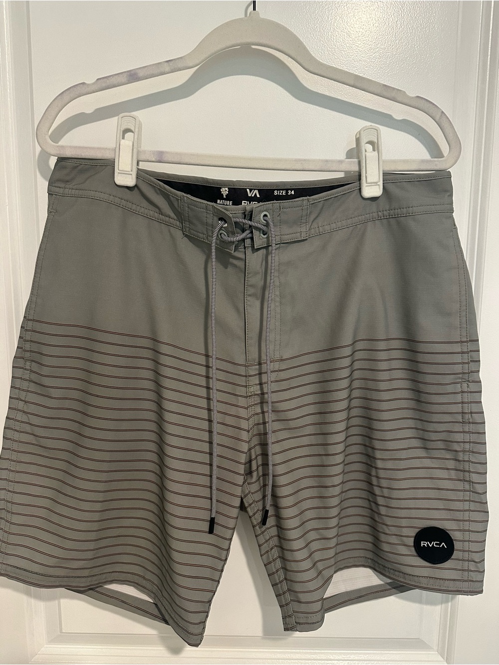 RVCA Men's Gray Striped Board Shorts